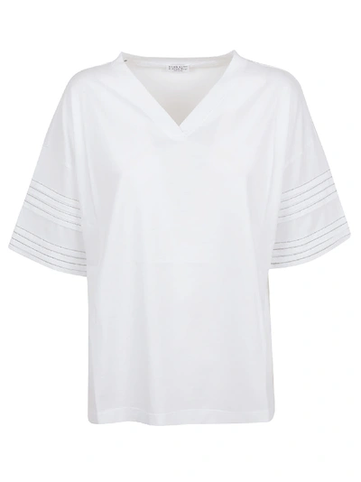 Brunello Cucinelli Ribbed Cotton-blend T-shirt In White