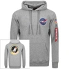 Alpha Industries Mens Grey Space Shuttle Graphic-print Cotton-blend Jersey Hoody L In Grey