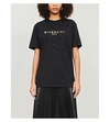 GIVENCHY WOMENS BLACK GOLD DISTRESSED LOGO-PRINT COTTON-JERSEY T-SHIRT M,420-3000831-BW70603Z3F