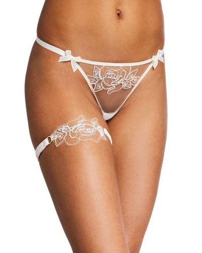 Agent Provocateur Lindie Floral-tulle Leg Garter In Ivory