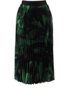 Off-white Pleated Printed Silk-crepe Midi Skirt In Black Green