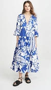 La Doublej Jennifer Jane Floral Ruffle Cotton Midi Dress In White