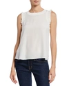 Cinq À Sept Tous Les Jours Lenore Crewneck Sleeveless Silk Top In Ivory