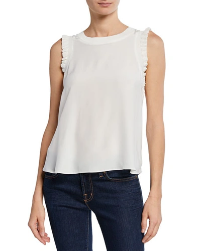 CINQ À SEPT TOUS LES JOURS LENORE CREWNECK SLEEVELESS SILK TOP,PROD229120027