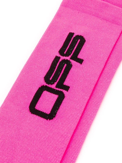 Off-white Long Logo Socks Fuchsia/black In Pink