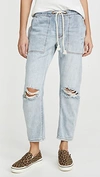 One Teaspoon Shabbies Drawstring Boyfriend Denim Jogger Pants In Montana Blue