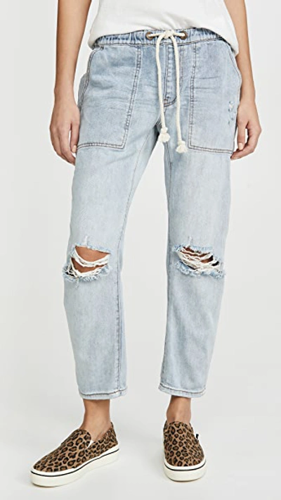 One Teaspoon Shabbies Drawstring Boyfriend Denim Jogger Pants In Hustler