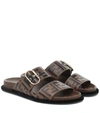 FENDI FF embossed leather sandals,P00434279