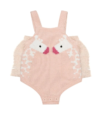 Stella Mccartney Baby Giraffe棉质混纺连身衣 In Pink