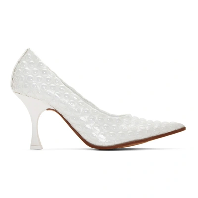 Mm6 Maison Margiela Embellished Pointed-toe Pumps In White