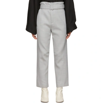 Mm6 Maison Margiela Grey Belted Paperbag Trousers In 856m Ltgrey