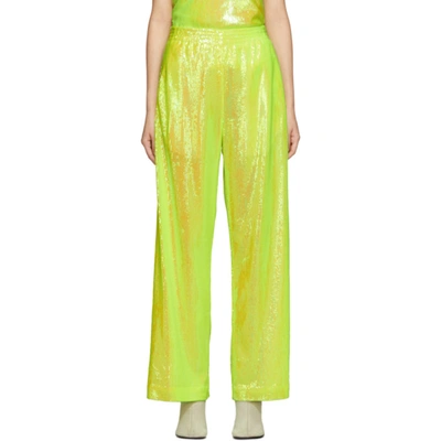 Mm6 Maison Margiela Yellow Sequin Flare Lounge Trousers