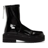 FENDI BLACK PATENT FAUX-LEATHER BIKER BOOTS