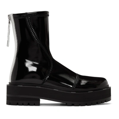 Fendi Two-tone Glossed-neoprene Platform Ankle Boots In Black