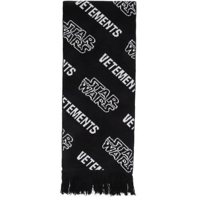 Vetements Black & White Star Wars Edition All Over Logo Scarf