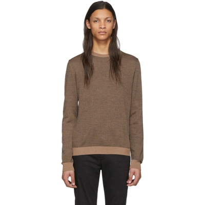 Fendi Intarsia Knitted Ff Motif Jumper In Noce Wood