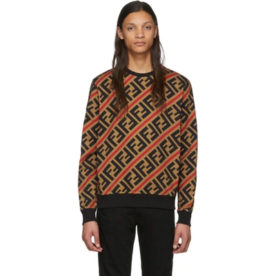 Fendi Zucca Ff-logo Print Cotton-jersey Sweatshirt In Brown