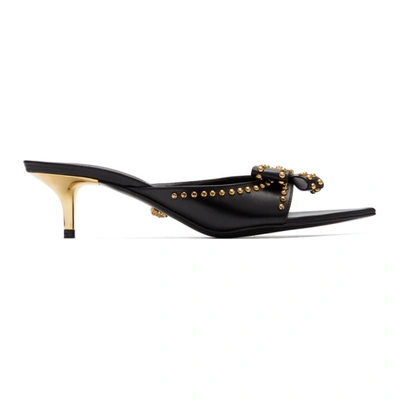 Versace Black Crystal Bow Heel Sandals