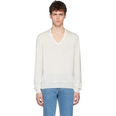 Maison Margiela Off-white Gauge 7 V-neck Sweater