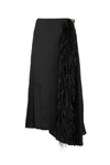 PRADA PRADA ASYMMETRIC FEATHER DETAIL MIDI SKIRT