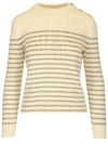 SAINT LAURENT SAINT LAURENT MARINE STRIPED BUTTON DETAIL SWEATER