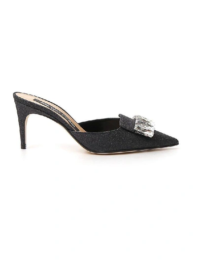 Sergio Rossi Embellished Mules In Black