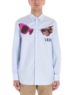 VERSACE VERSACE SUNGLASSES PRINTED PINSTRIPE SHIRT