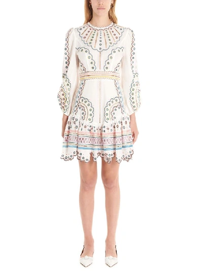 Zimmermann Peggy Broderie Anglaise Linen And Cotton-blend Mini Dress In White