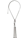 SAINT LAURENT MONOGRAM TEXTURED TASSEL PENDANT NECKLACE