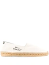 Saint Laurent Embroidered Logo Espadrilles In Ecru,black