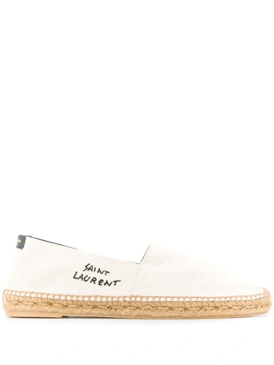 Saint Laurent Logo-embroidered Espadrilles In Beige