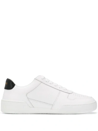 Versace Perforated Detail Logo Lace Trainers In White