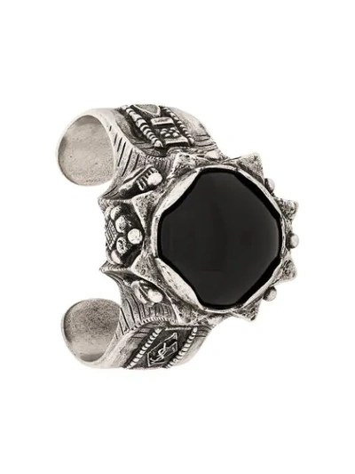 Saint Laurent Marrakech Stone-embellished Cuff In Silver