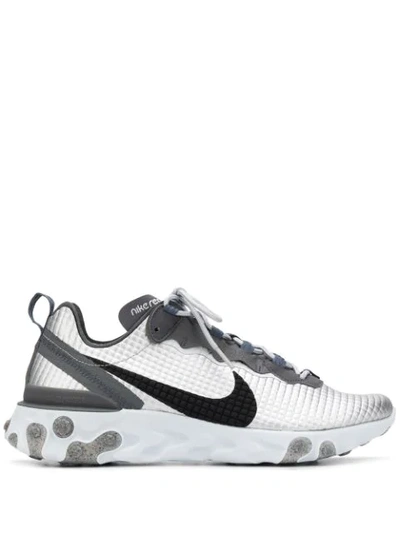 Nike Silver 'react Element 55 Premium' Low-top Trainers In Silver/black