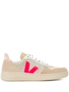 Veja V-10 Colour-block Sneakers In Multico_natural_rose-fluo