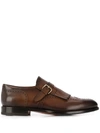 SANTONI PERFORATED SINGLE-BUCKLE MONK SHOES