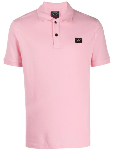 Paul & Shark Logo Polo Shirt In Pink & Purple