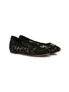 DOLCE & GABBANA CRYSTAL-EMBELLISHED LACE BALLERINA SHOES