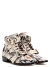 Chloé Snake-effect Leather Ankle Boots In Brown