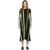 LOEWE LOEWE BLACK AND YELLOW STRIPE RIB KNIT DRESS