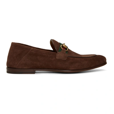 Gucci Brixton Horsebit Collapsible-heel Suede Loafers In Brown