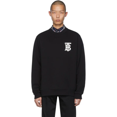 Burberry Black Tb Monogram Atherton Long Sleeve T-shirt In Black