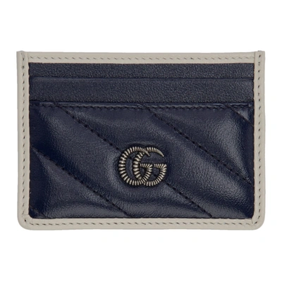 Gucci Navy Gg Marmont Torchon Card Holder In 4186 Blue