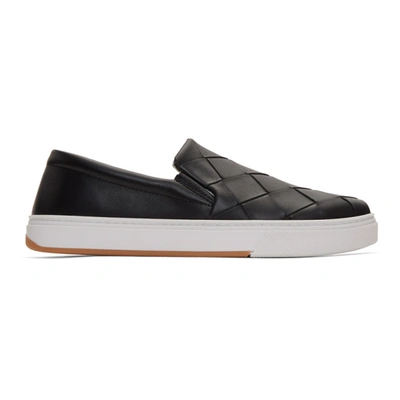 Bottega Veneta Maxi Weave Slip-on Sneakers In Black