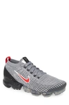 Nike Men's Air Vapormax Flyknit 3 Low Top Sneakers In Particle Grey/ Red/ Black