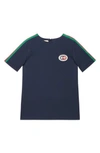 Gucci Short-sleeve Jersey T-shirt W/ Web Trim Sleeves In Cobalt