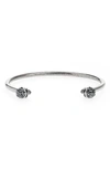 Alexander Mcqueen Thin Skull Cuff In Jet Hematite