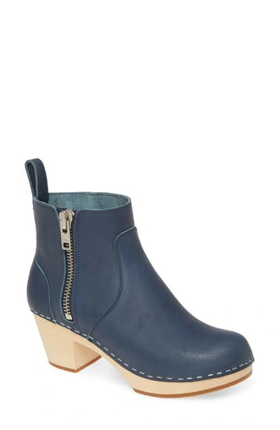 Swedish Hasbeens Zip It Emy Clog Bootie In Dark Blue