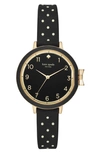 Kate Spade New York Park Row Silicone Strap Watch, 34mm In Black/ Gold