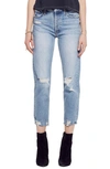 MOTHER THE TOMCAT HIGH WAIST RIPPED CROP STRAIGHT LEG JEANS,1364-259